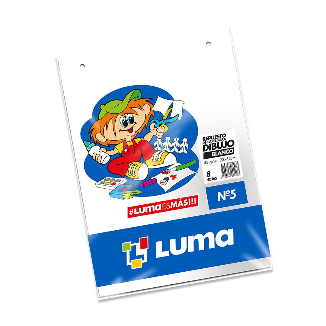  REPUESTO DIBUJO N5 LUMA X 8 HOJAS BLANCO