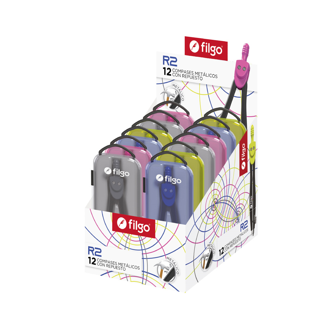  COMPAS FILGO METAL R2 CON REPUESTO  ESTUCHE X12