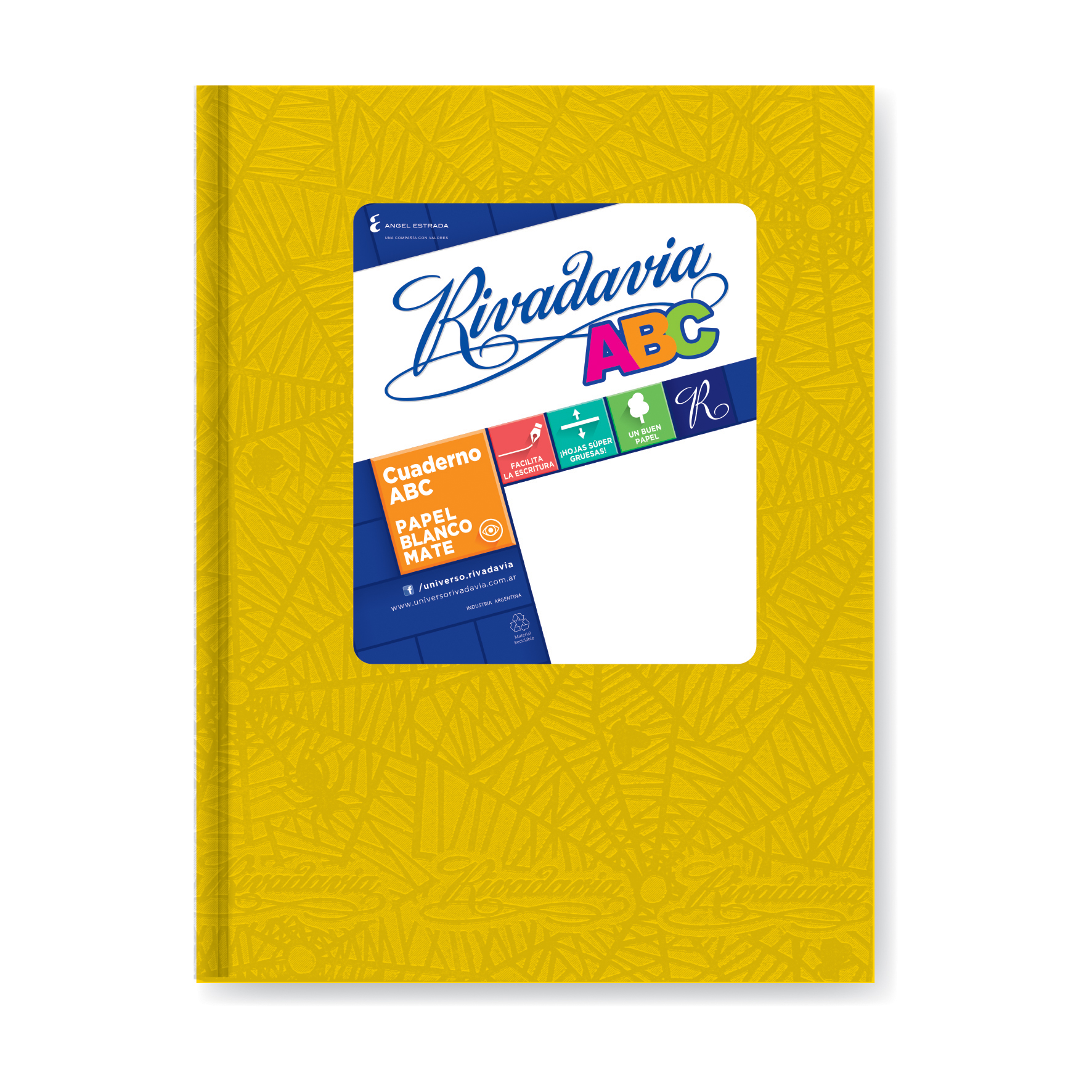  CUADERNO RIVADAVIA 19X23 ABC TAPA CARTON  ARANA AMARILLO 98 HOJAS RAYADO