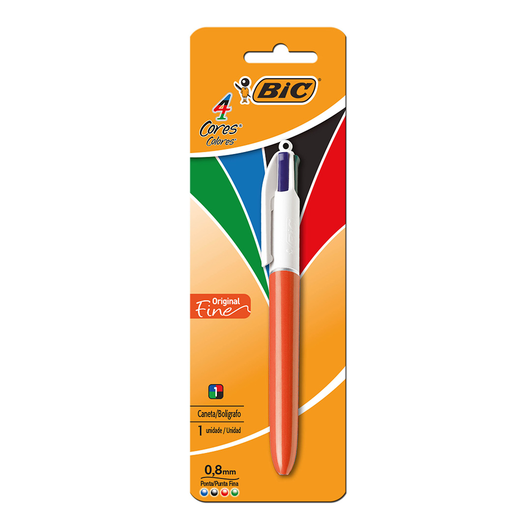 BOLIGRAFO RETRACTIL BIC 4 COLORES  FINO 08MM BLISTER X1