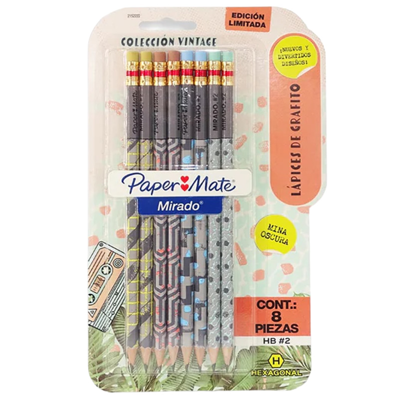  LAPIZ GRAFITO PAPER MATE MIRADO HB  HEXAGONAL VINTAGE BLIESTER X8