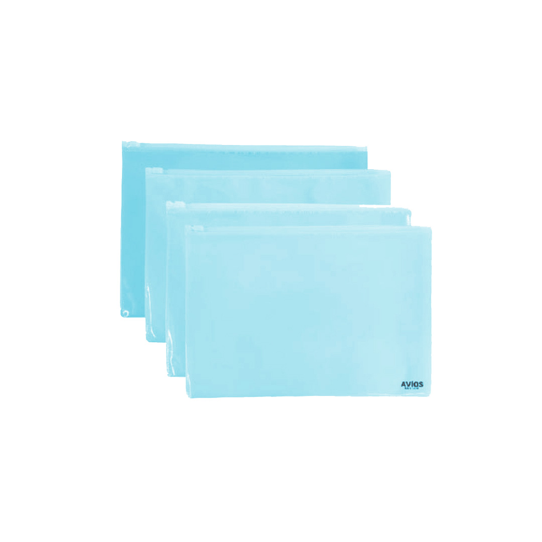  SOBRE PVC AVIOS CON CIERRE OFICIO PASTEL  CELESTE X24