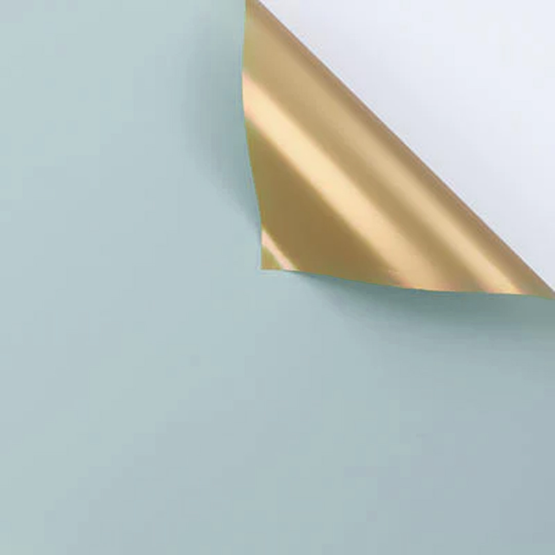  PAPEL COREANO REXON BICOLOR DORADO  X10H 57X57 CELESTE PASTEL