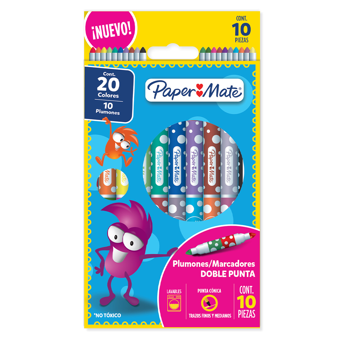 MARCADOR ESCOLAR PAPER MATE DOBLE PUNTA ESTUCHE X20 COLORES