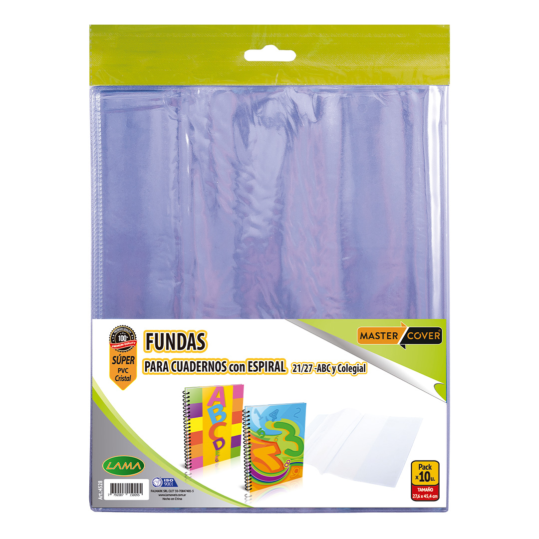  FUNDA CUADERNO LAMA PVC 21X27 SUPER  BLISTER X10 PACK X 5 BLISTERS