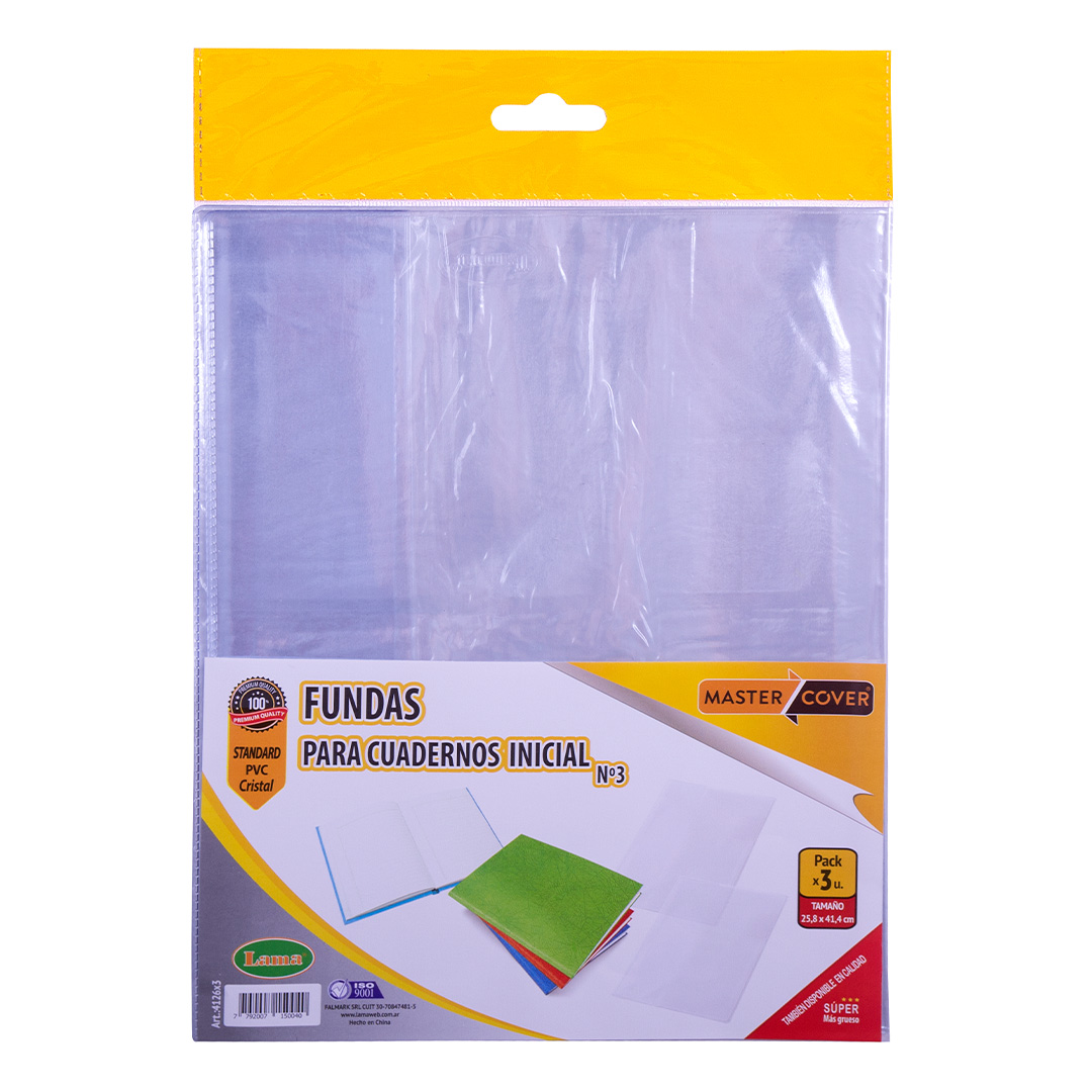  FUNDA CUADERNO LAMA PVC N3 BLISTER X3;
PACK X 20 BLISTERS