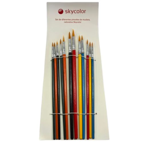  PINCEL SKYCOLOR SET X12 PINCELES  REDONDOS TAMAÑO SURTIDO