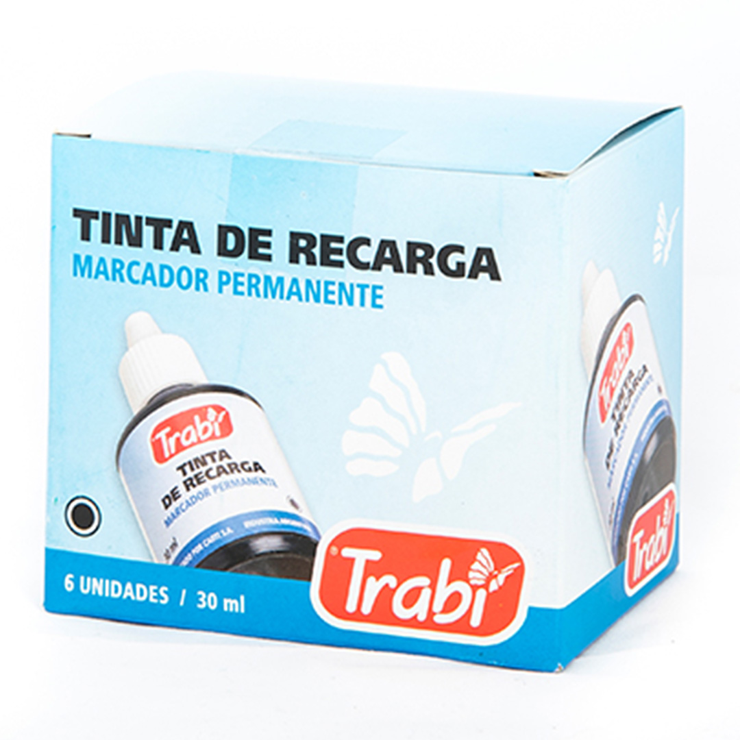  TINTA PARA MARCADOR PERMANENTE TRABI  30CL NEGRO X6