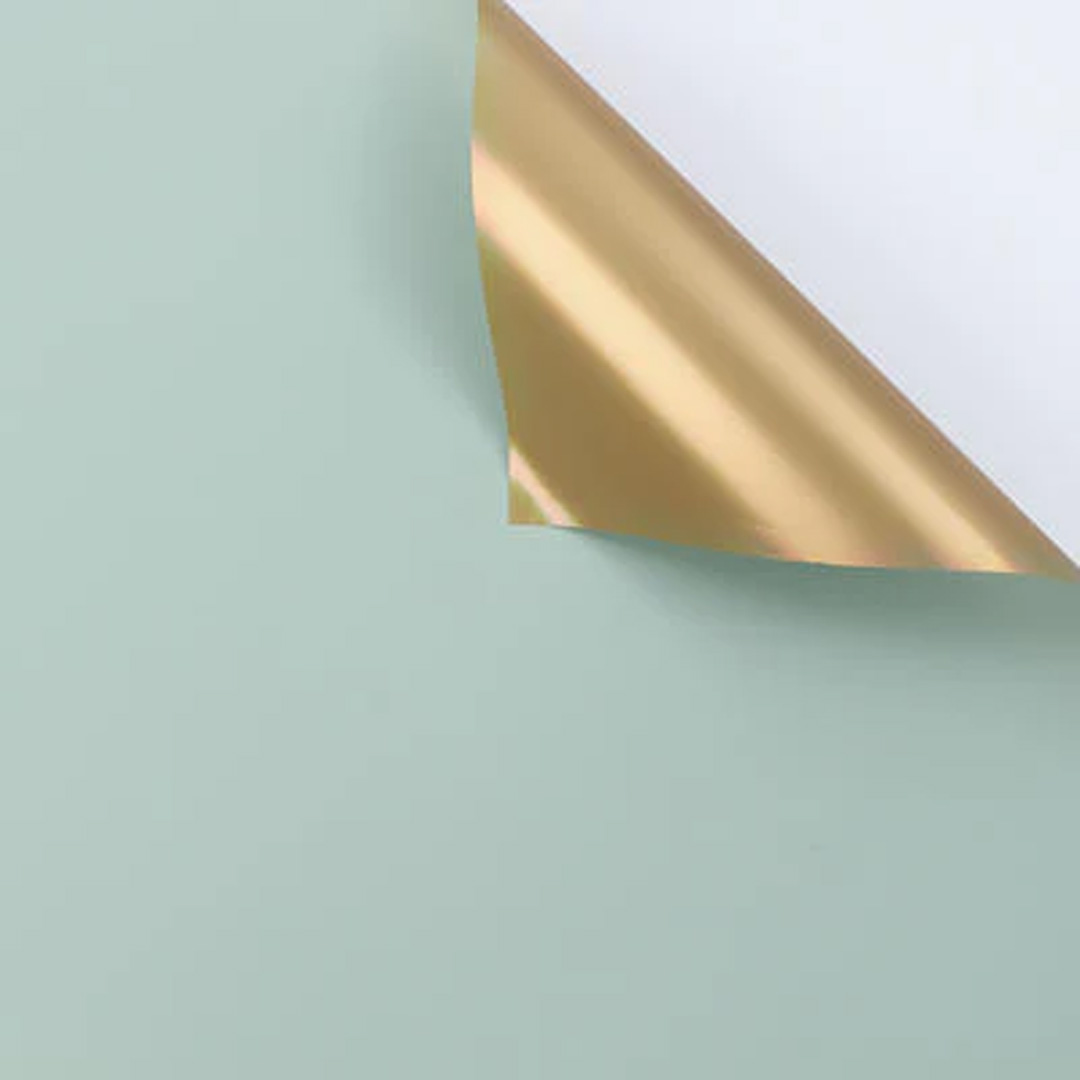  PAPEL COREANO REXON BICOLOR DORADO  X10H 57X57 VERDE PASTEL