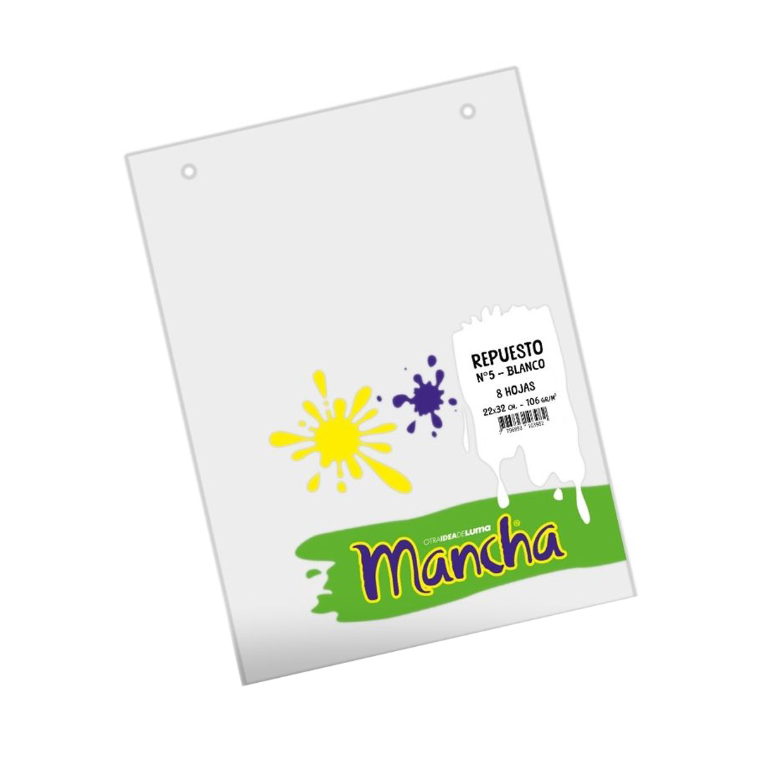  REPUESTO DIBUJO N5 MANCHA X 8 HOJAS  BLANCO