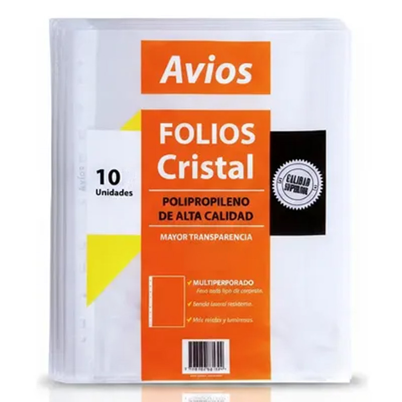  FOLIO ESCOLAR 40 MICRONES AVIOS CRISTAL X10