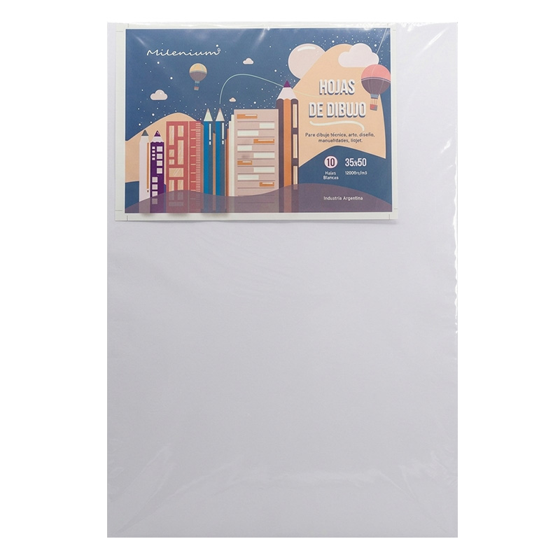  HOJAS DE DIBUJO MILENIUM 35X50 120GR  X10H
