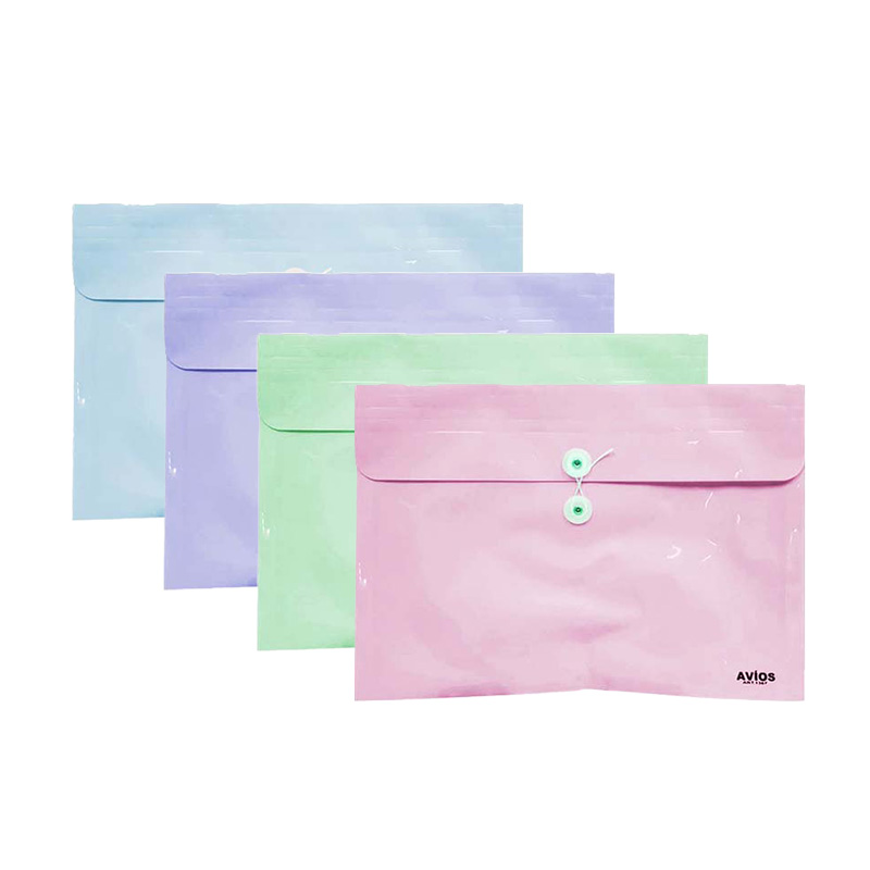  SOBRE PVC AVIOS CON HILO A4 PASTEL  SURTIDO X12