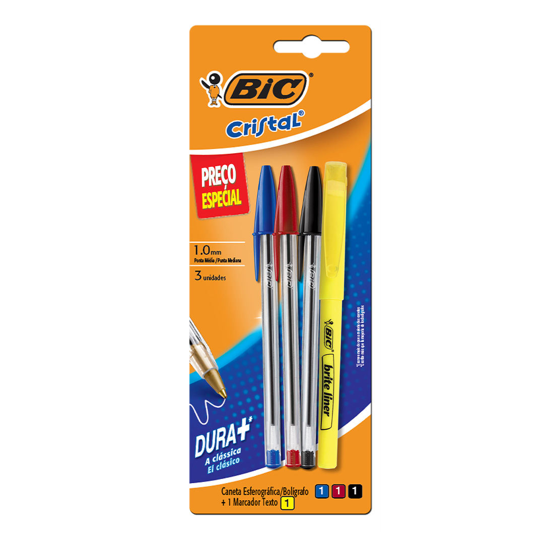  KIT BIC BOLIGRAFO CRISTAL X3 SURTIDO +;
RESALTADOR FINO AMARILLO