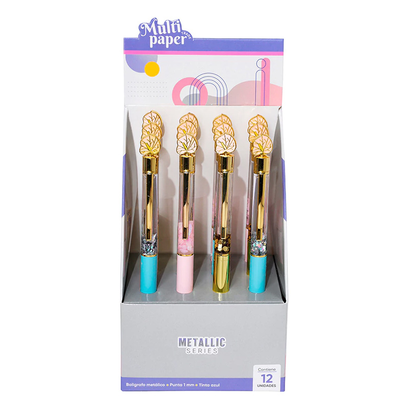  BOLIGRAFO MULTIPAPER METALICO MEDIO GIRO  1MM TINTA AZUL LUCK  X12