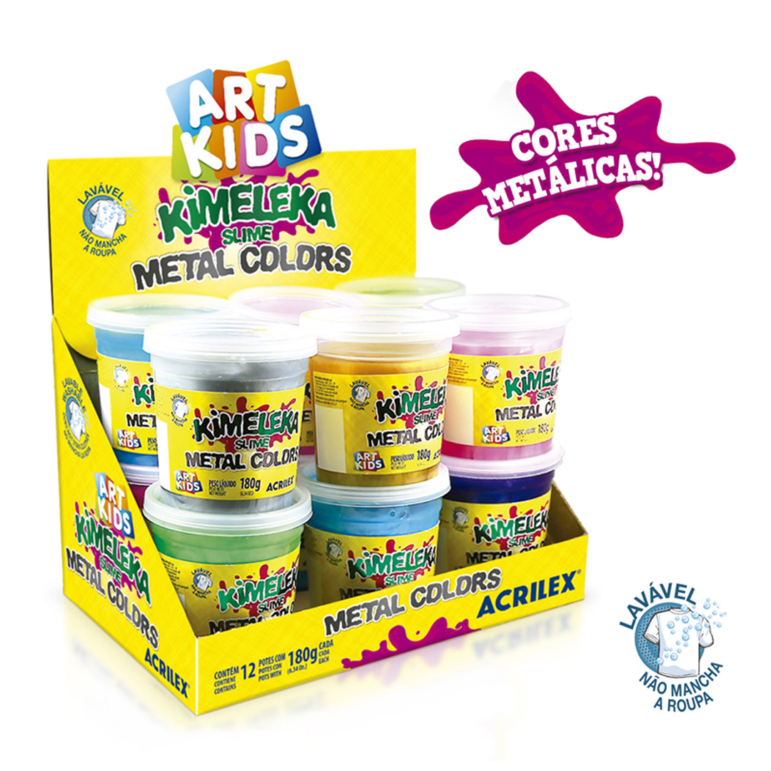  MASA MODELAR SLIME KIMELEKA ACRILEX  METAL SURTIDO X12