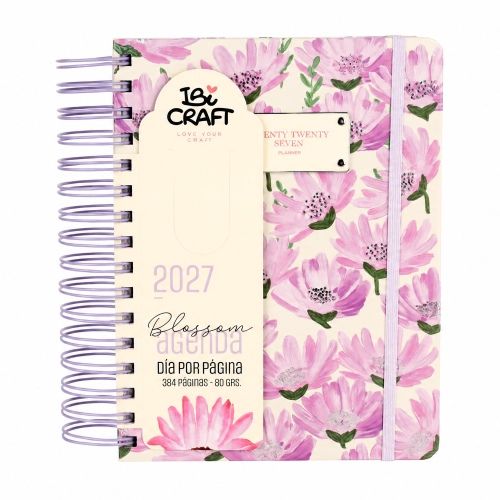 AGENDA IBI DIARIA 384 HOJAS + REGLA +STICKERS BLOSSOM