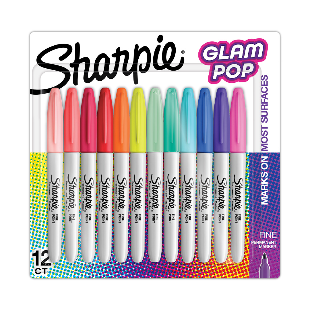  MARCADOR PERMANENTE SHARPIE FINO  GLAMPOP BLISTER X12