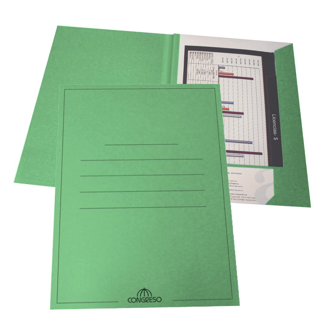  CARPETA PRESENTACION CONGRESO A4    240GR VERDE X100