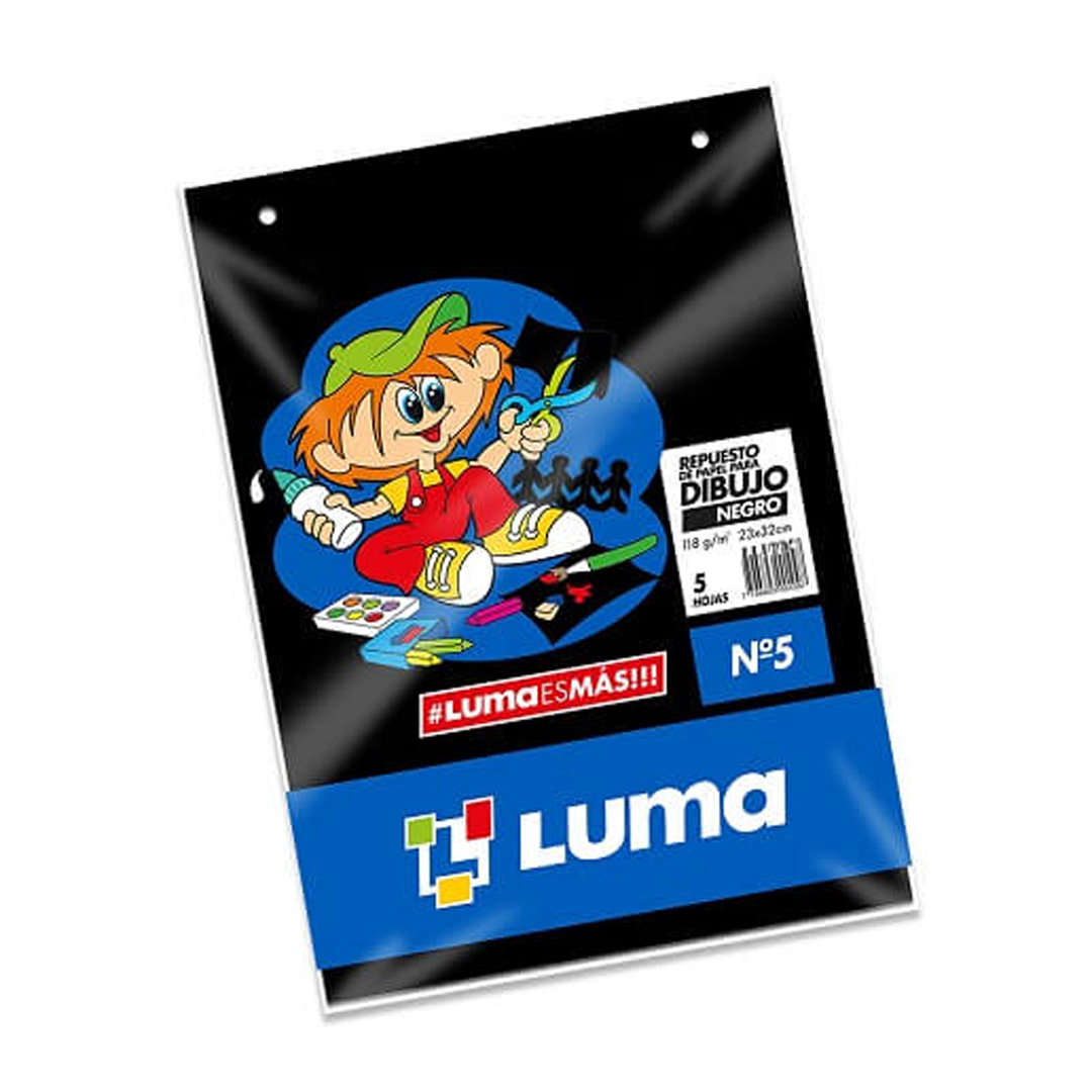  REPUESTO DIBUJO N5 LUMA X 5 HOJAS NEGRO