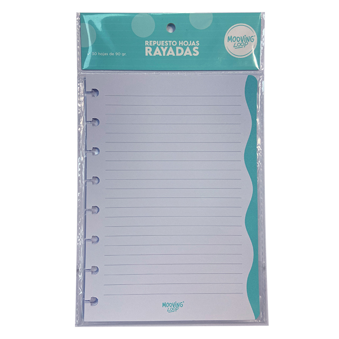  REPUESTO CUADERNO MOOVING LOOP A5  RAYADO X 30 HOJAS