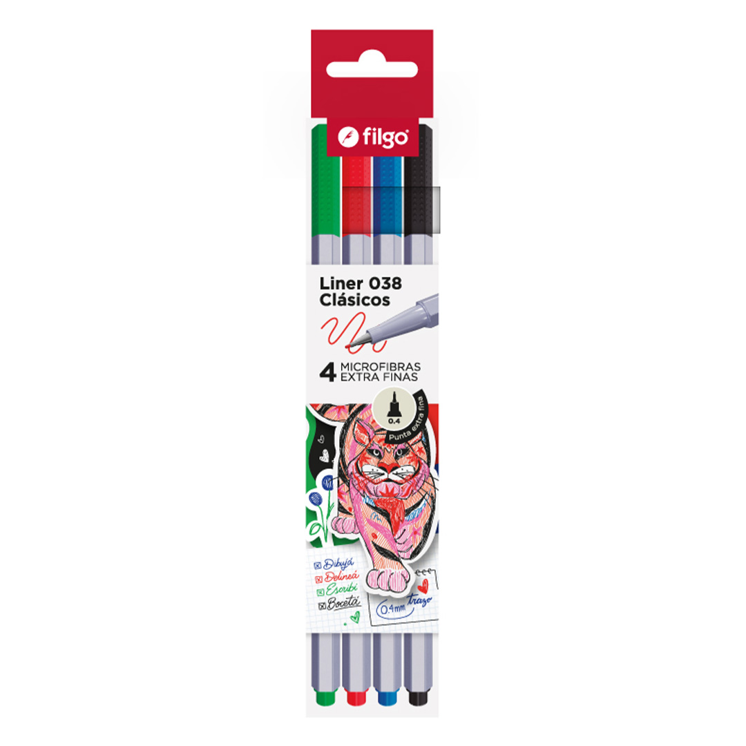  MICROFIBRA FILGO 0.4MM BLISTER X4  CLASICO SURTIDO