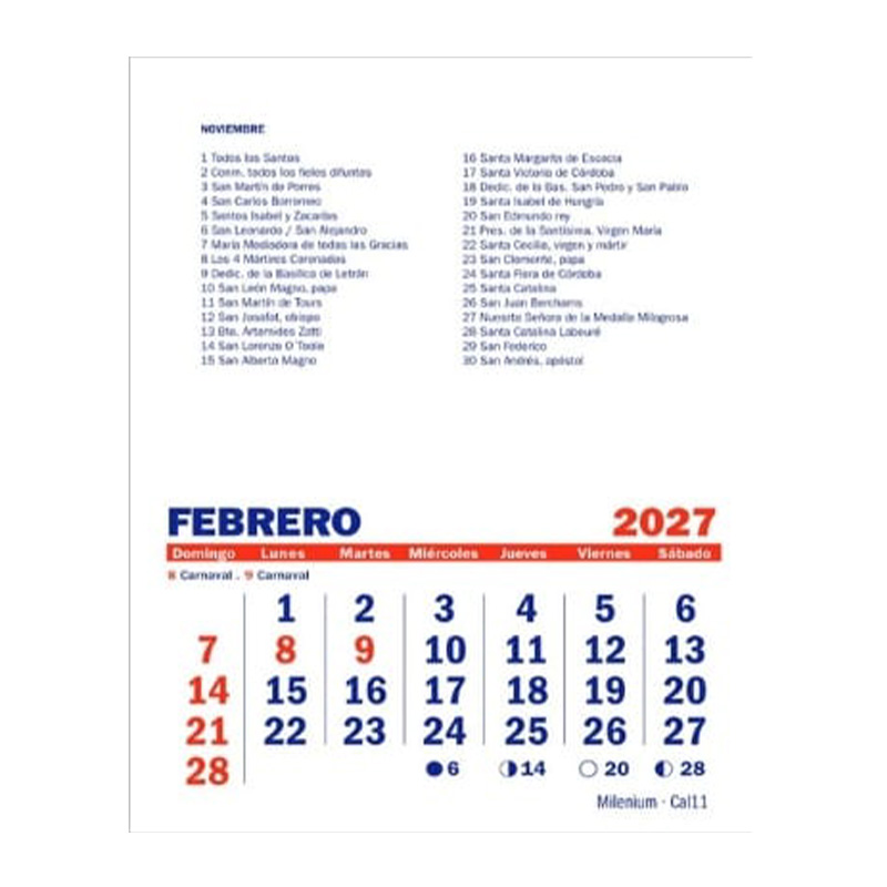  CALENDARIO MENSUAL CRISWAL CAL11 11X20;
X10