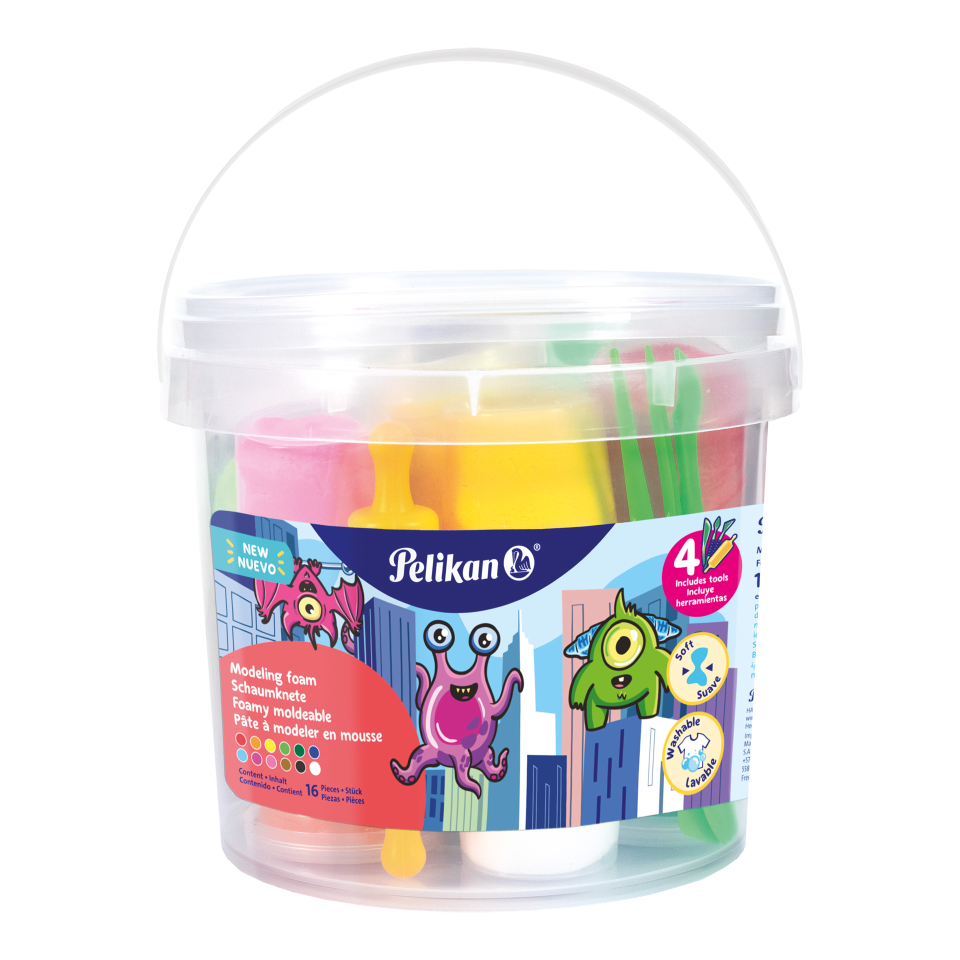  MASA MODELAR PELIKAN FOAMY 15 GRAMOS  COLORES SURTIDOS X12