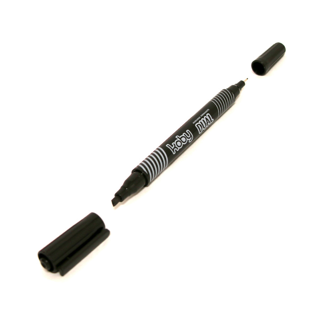  MARCADOR PERMANENTE KOBY DOBLE PUNTA  X12 NEGRO