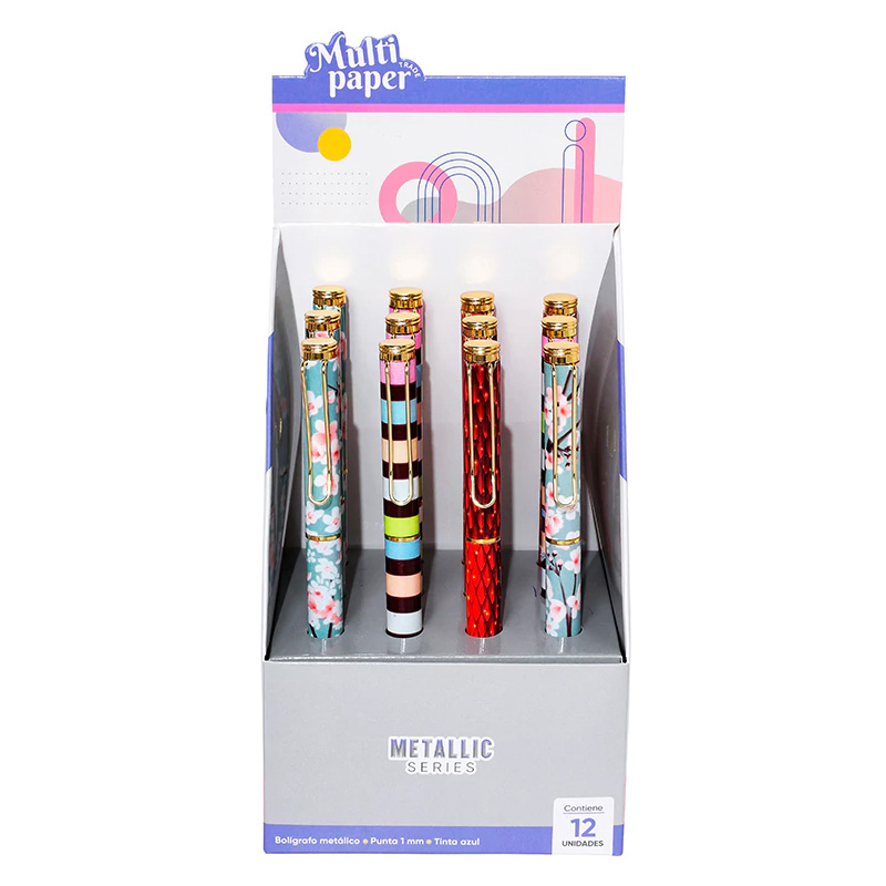  BOLIGRAFO MULTIPAPER METALICO MEDIO GIRO  1MM TINTA AZUL PATTERN X12