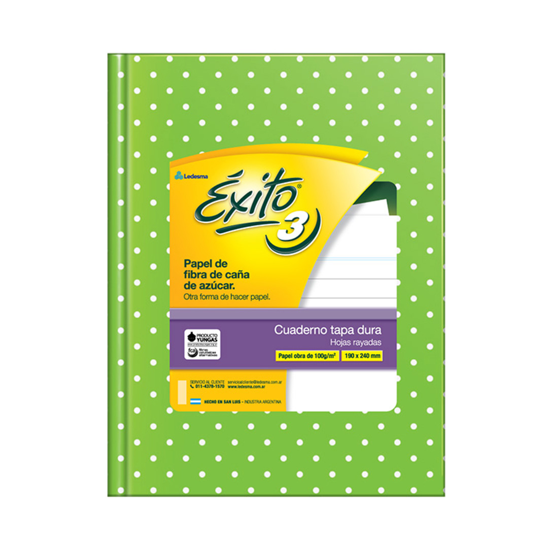  CUADERNO EXITO 19X24 TAPA CARTON LUNAR;
VERDE MANZANA 48 HOJAS RAYADO