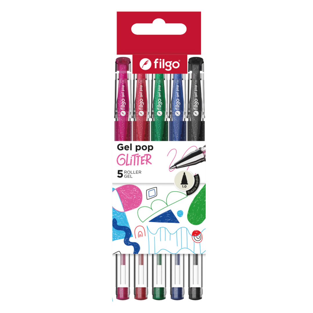  ROLLER GEL FILGO POP BLISTER X5 GLITTER SURTIDO