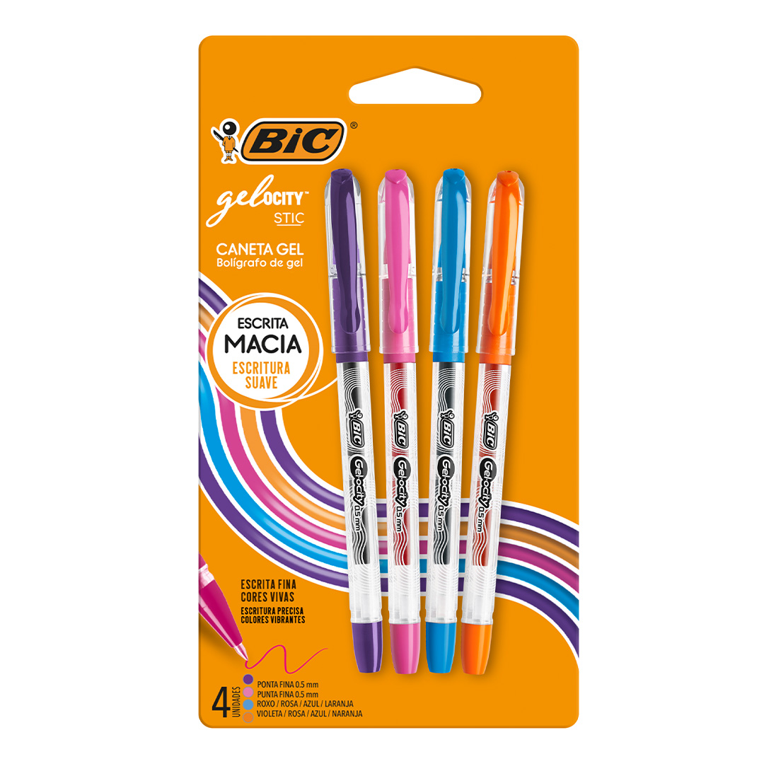  ROLLER GEL BIC GELOCITY STIC 05MM BLISTER X4 FASHION