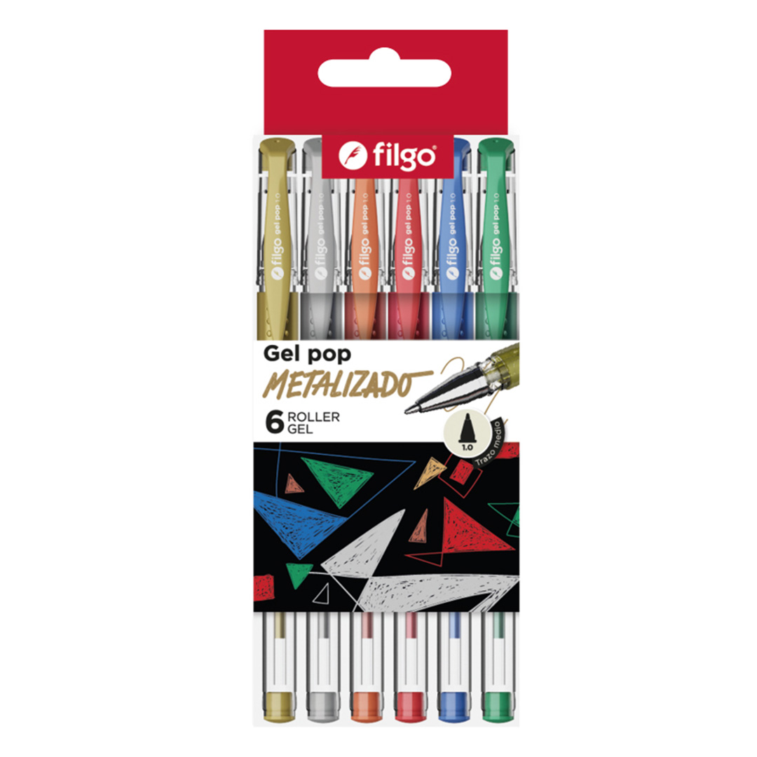  ROLLER GEL FILGO POP BLISTER X6  METALIZADO