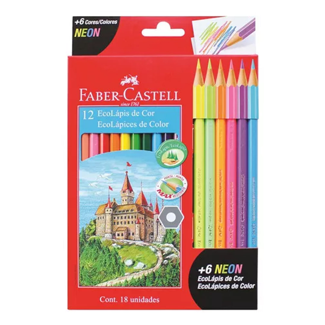  LAPIZ COLOR FABER ECOLAPIZ X12 + 6  NEON
