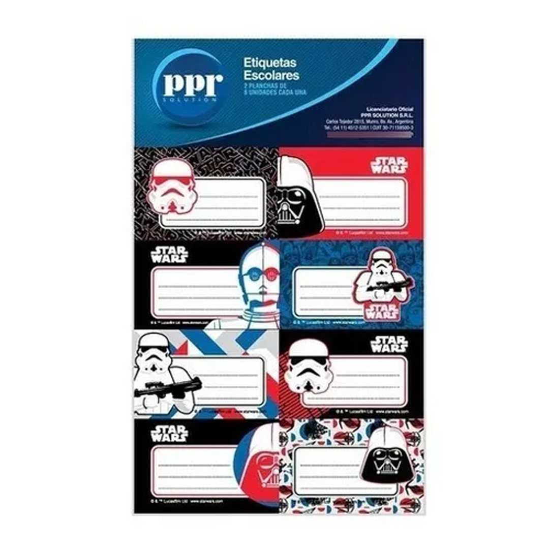  ETIQUETA ESCOLAR PPR STAR WARS X16