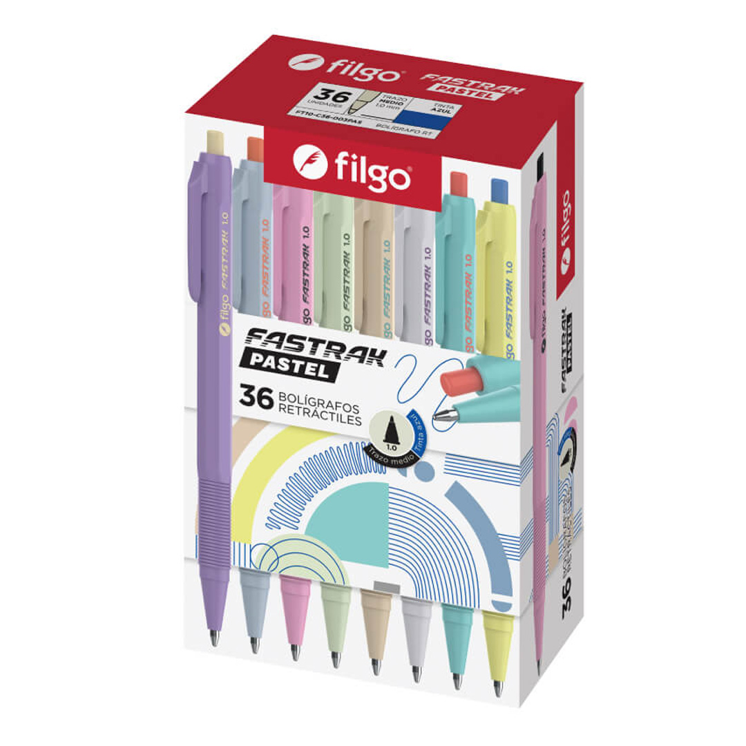  BOLIGRAFO RETRACTIL FILGO FASTRACK  PASTEL AZUL X36