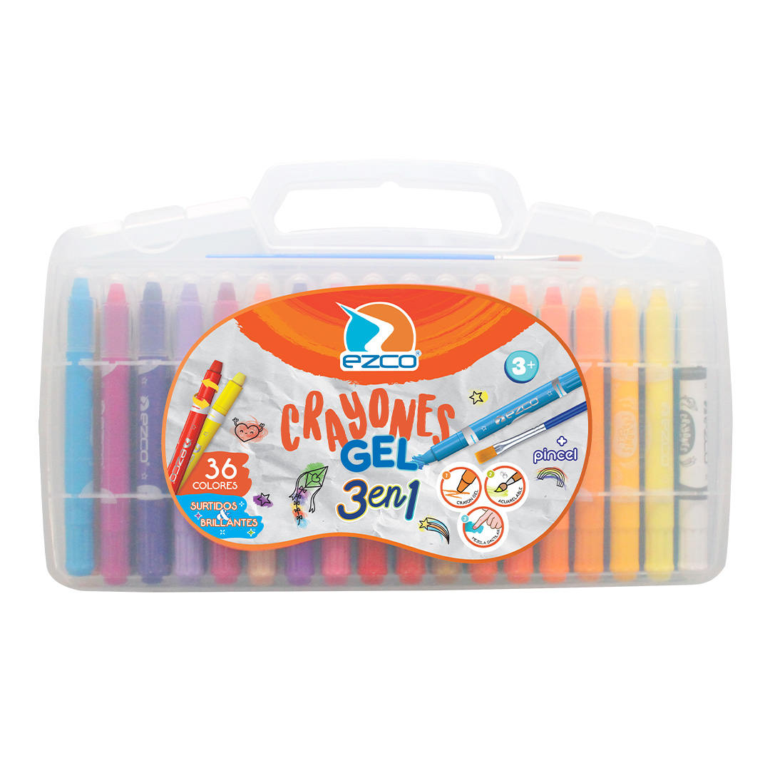  CRAYON EZCO GEL X36 VALIJA PLAST