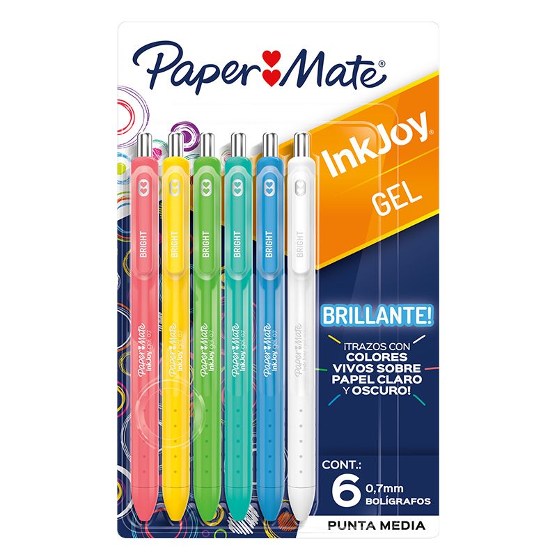  BOLIGRAFO RETRACTIL PAPER MATE INKJOYGEL BRILLANTE X6 SURTIDO