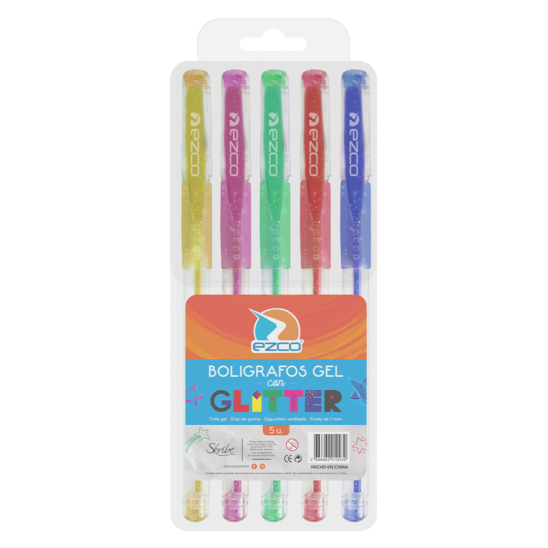  BOLIGRAFO GEL EZCO GLITTER BLISTER X5;
SURTIDO