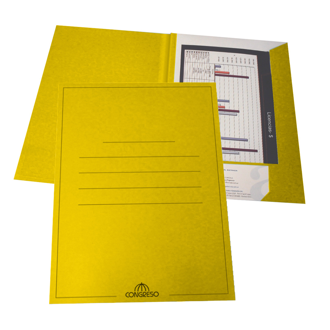  CARPETA PRESENTACION CONGRESO A4    240GR AMARILLO X100