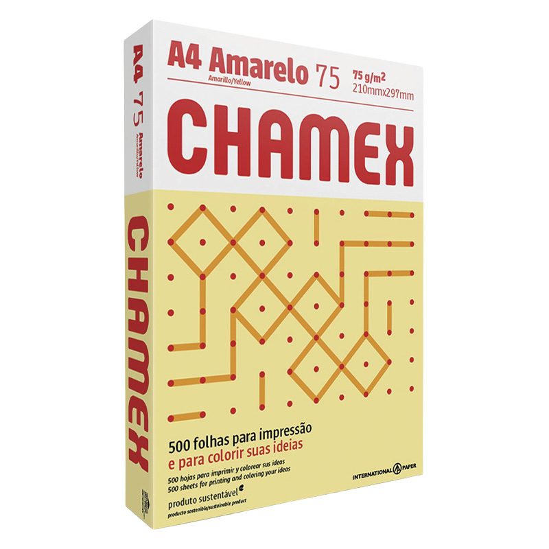  RESMA A4 CHAMEX 75 GR AMARILLA 500 HOJAS