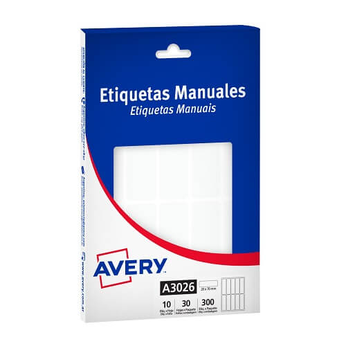  ETIQUETA AVERY BLANCA MANUAL 3026 20X70 MM X30 HOJAS