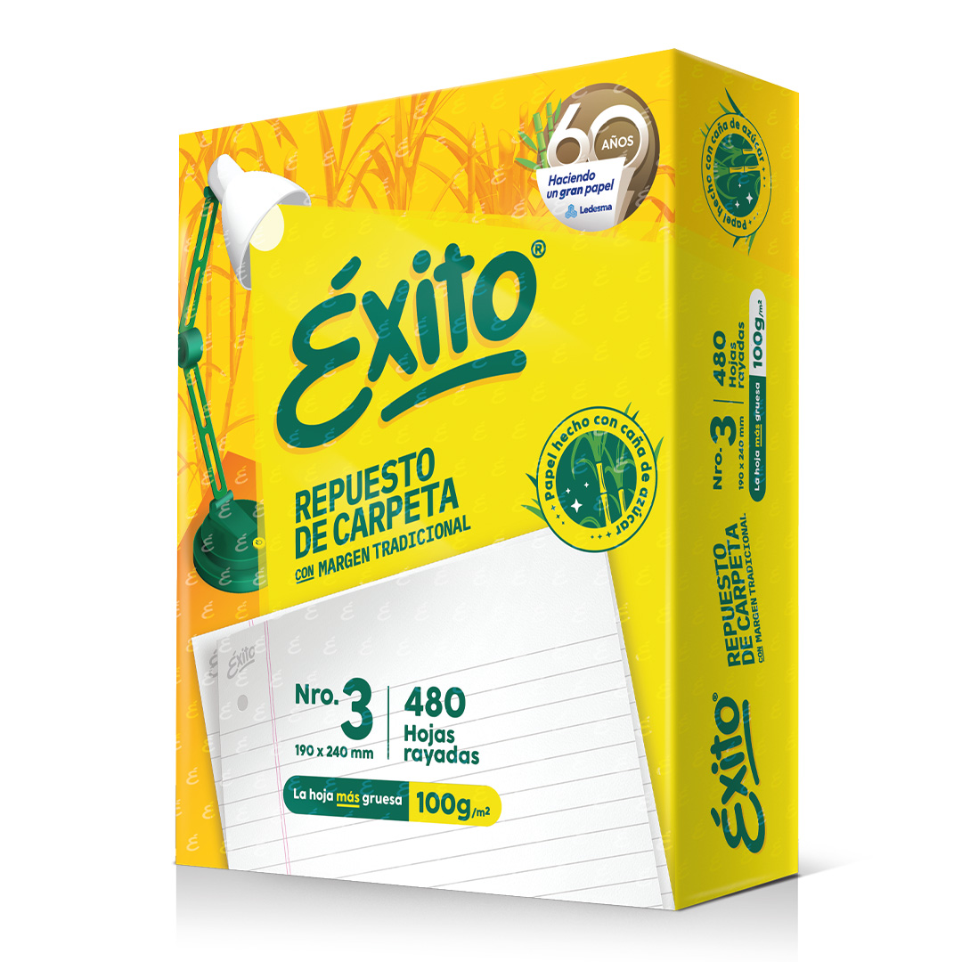  REPUESTO EXITO N3 TRADICIONAL 480 HOJAS RAYADO
