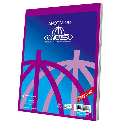  BLOCK ANOTADOR CONGRESO 16X21 EMBLOCADO 40 HOJAS RAYADO