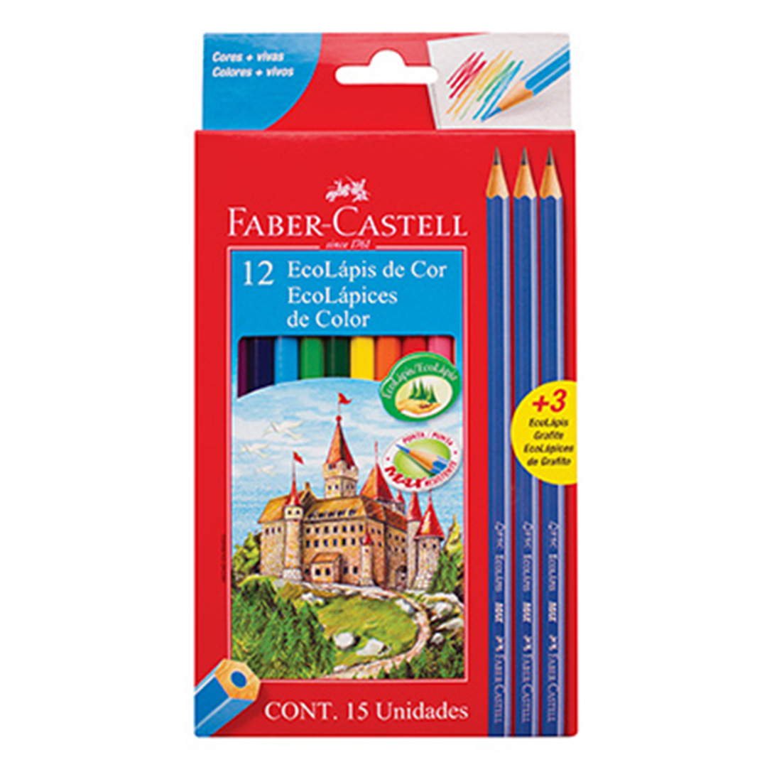 LAPIZ COLOR FABER ECOLAPIZ X12 + 3  GRAFITO