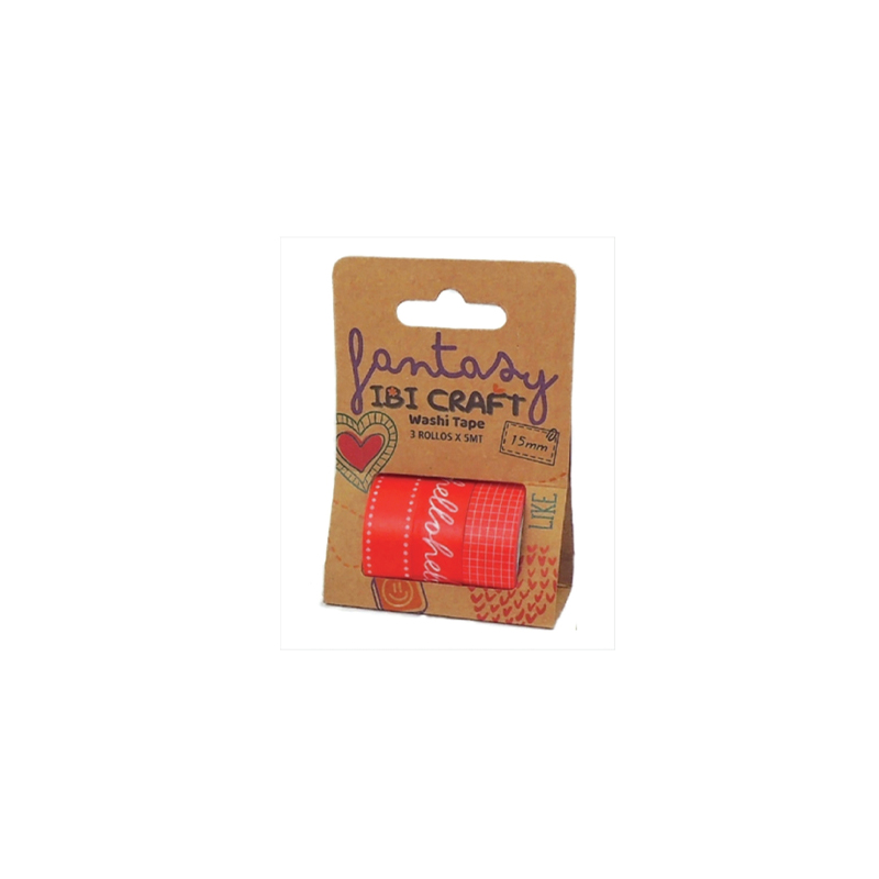  CINTA ADHESIVA IBICRAFT WASHI RED 5MT X3