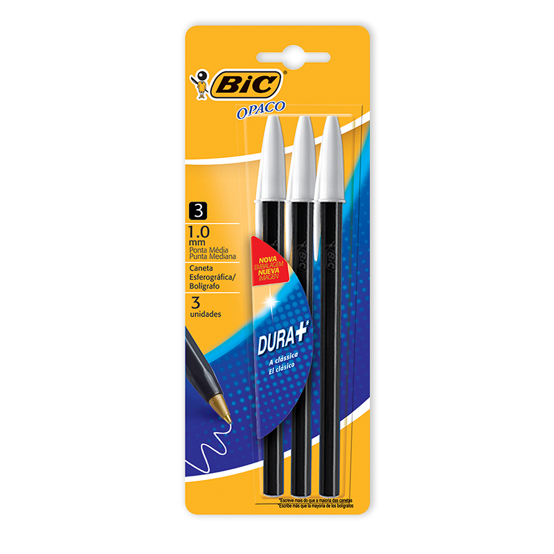  BOLIGRAFO BIC OPACO 1MM NEGRO BLISTER X3