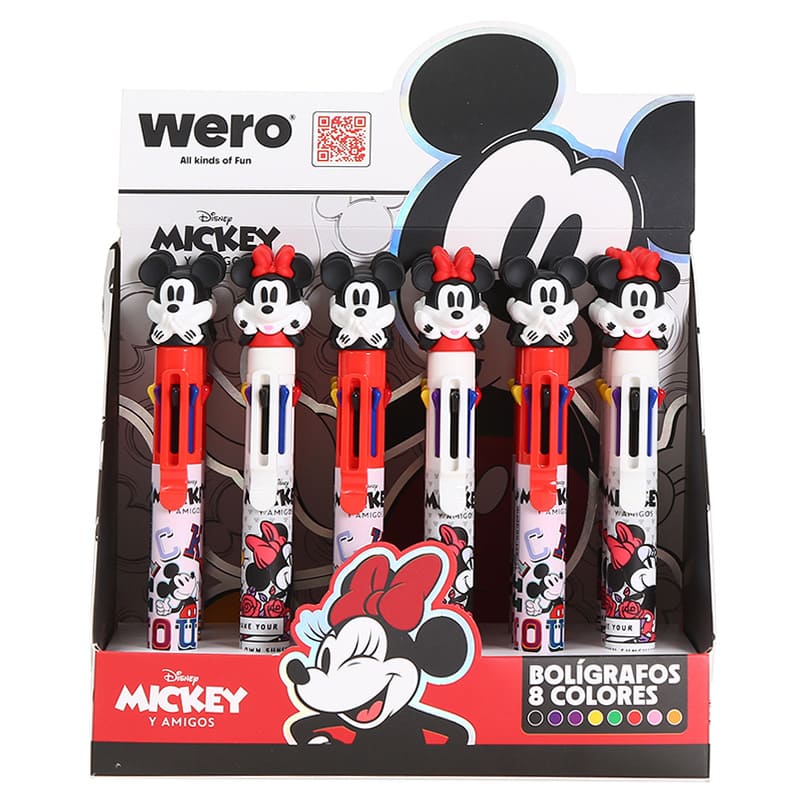  BOLIGRAFO RETRACTIL WERO 8 COLORESDISPLAY X18 MICKEY