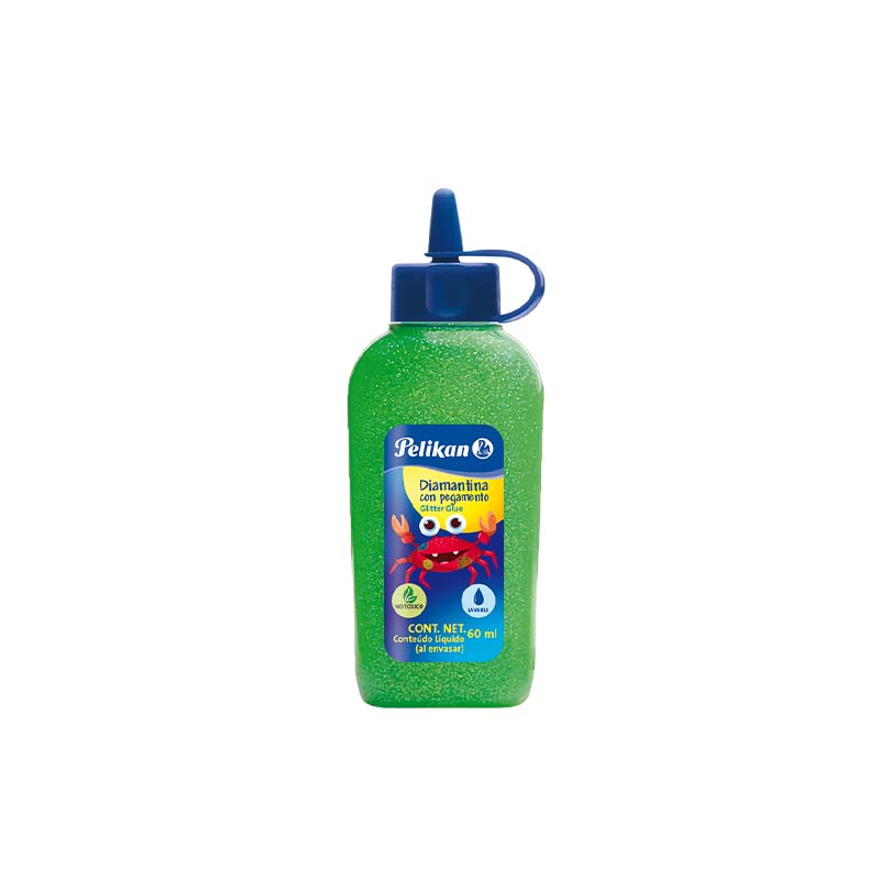  ADHESIVO GLITTER PELIKAN 60ML VERDE  LIMON CAJA X6